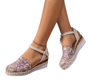 Knitted Buckle Strap Wedge