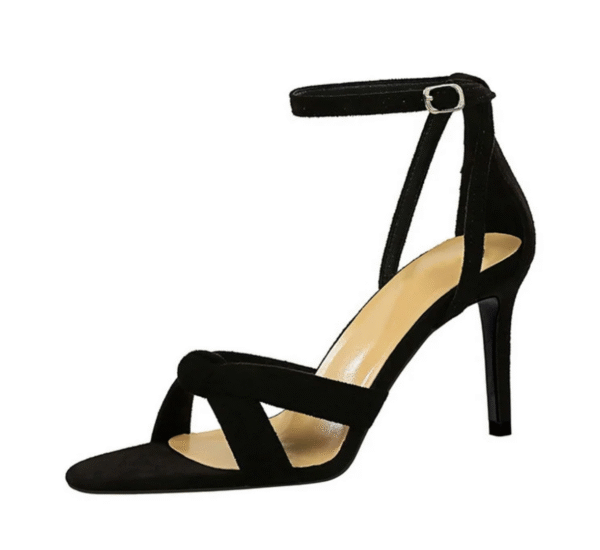Suede Ankle Strap Knotted Heel